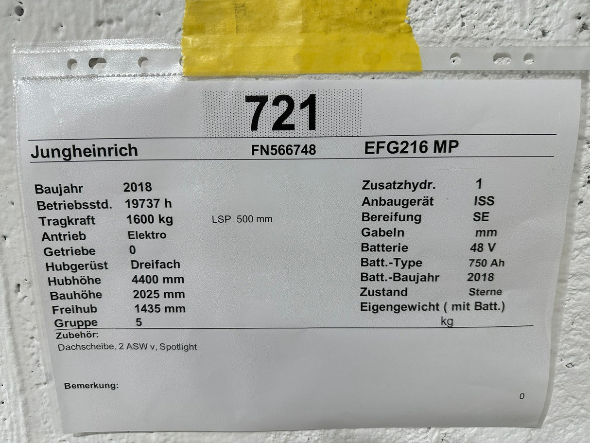 Jungheinrich EFG 216 | ISS