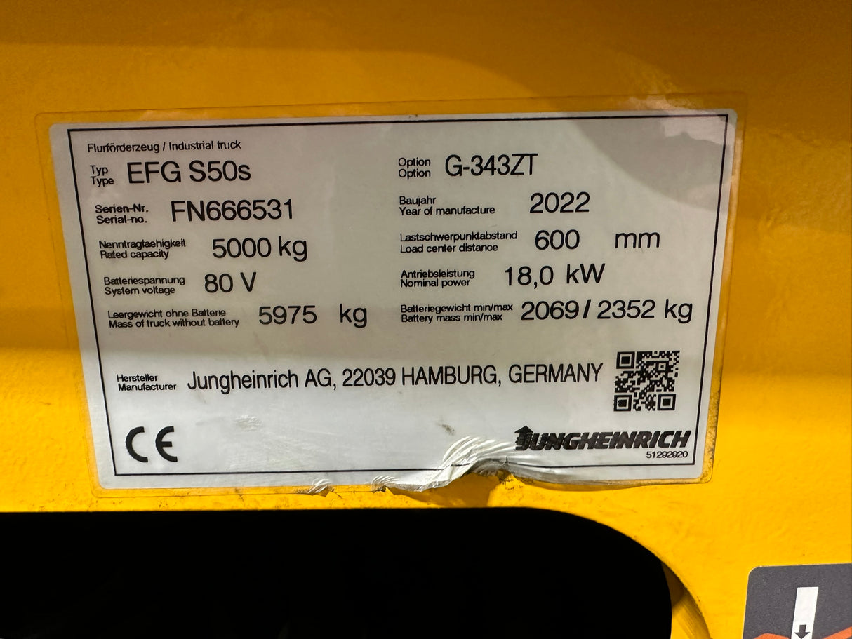 Jungheinrich EFG 550s | ZVG | DG | Bj. 2022