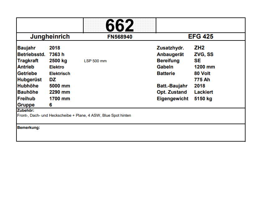 Jungheinrich EFG 425 | ZVG