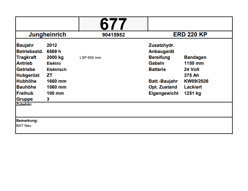 Jungheinrich ERD 220 ZT | BAT NEU