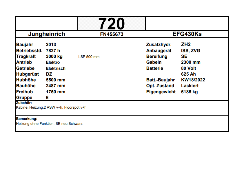 Jungheinrich EFG 430ks | ISS | ZVG