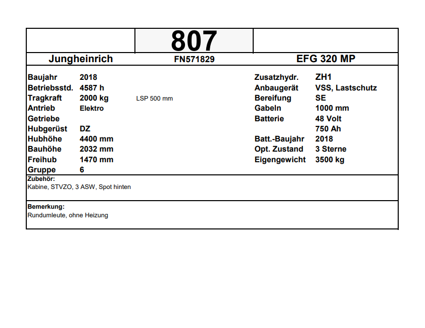 Jungheinrich EFG 320 | VSS