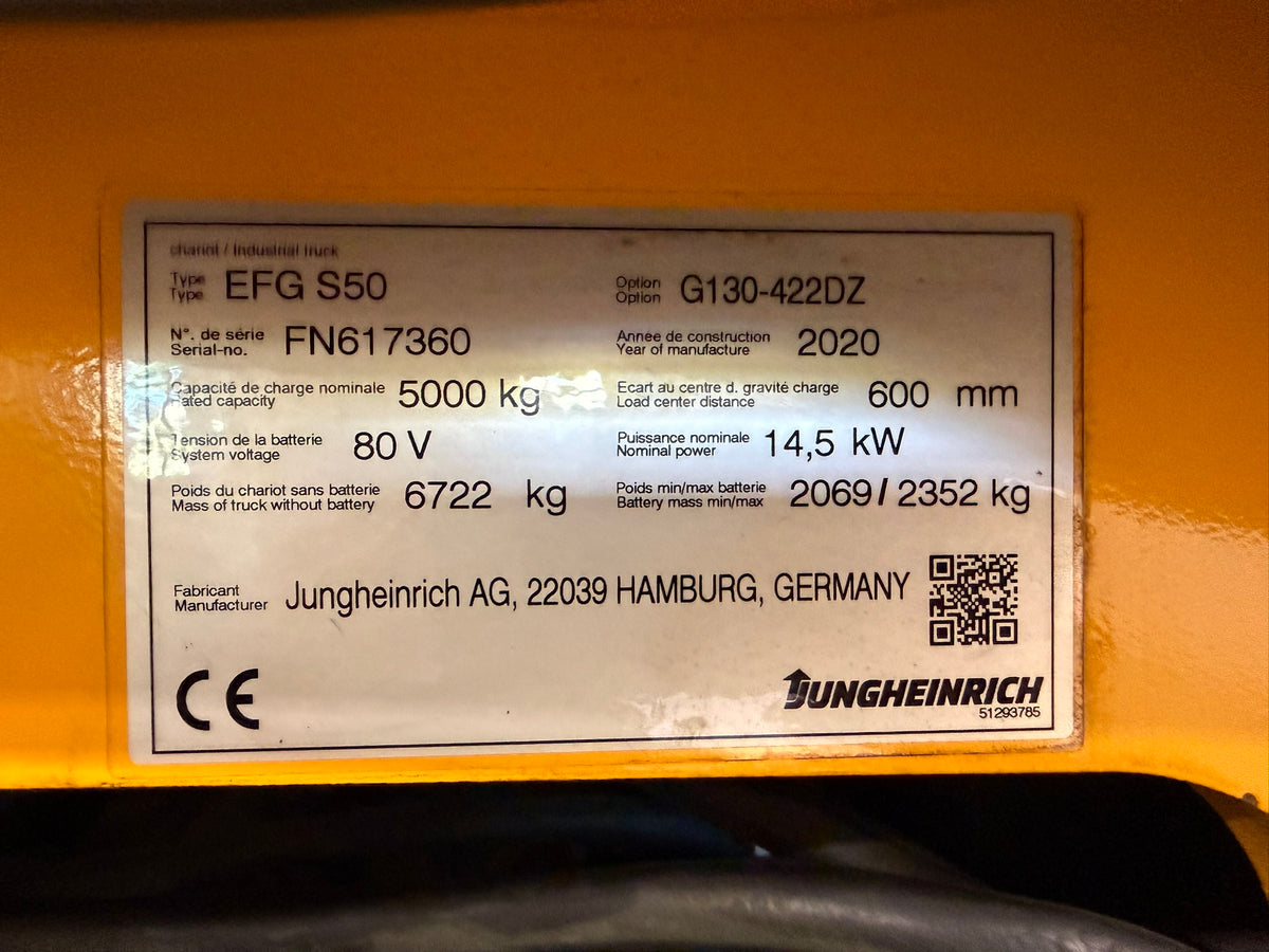 Jungheinrich EFG S50 DP | 5000 Kg | 5200 mm BATTERIE 2025