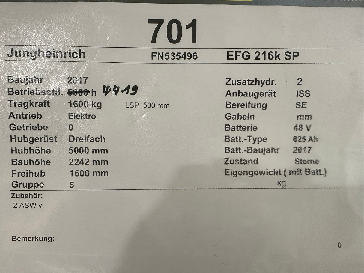 Jungheinrich EFG 216k | ISS