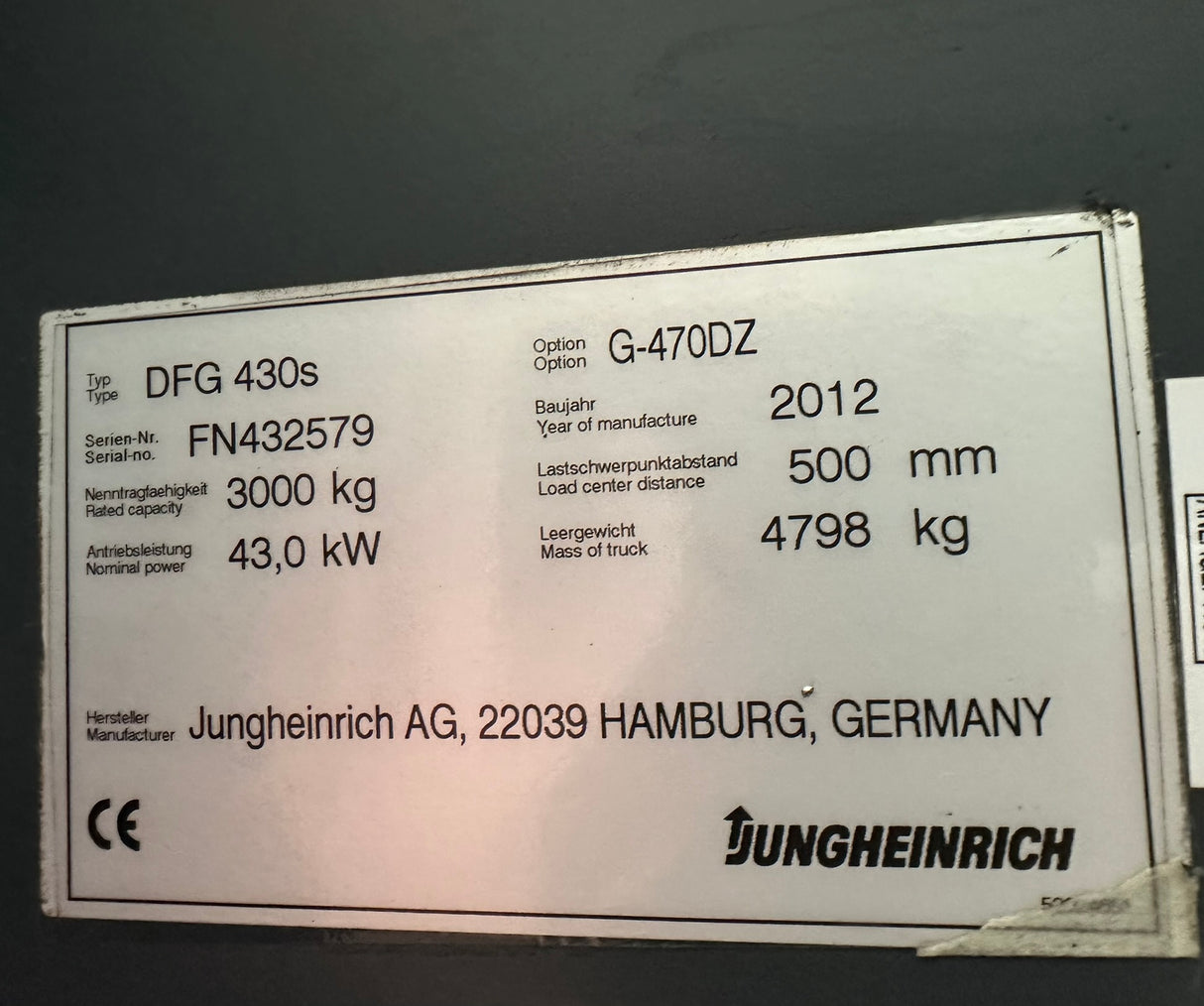 Jungheinrich DFG 430s | ZVG/VSS