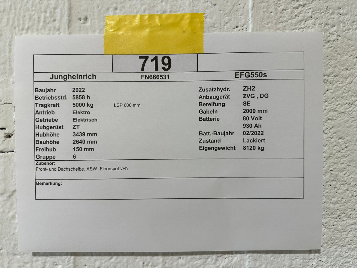 Jungheinrich EFG 550s | ZVG | DG | Bj. 2022