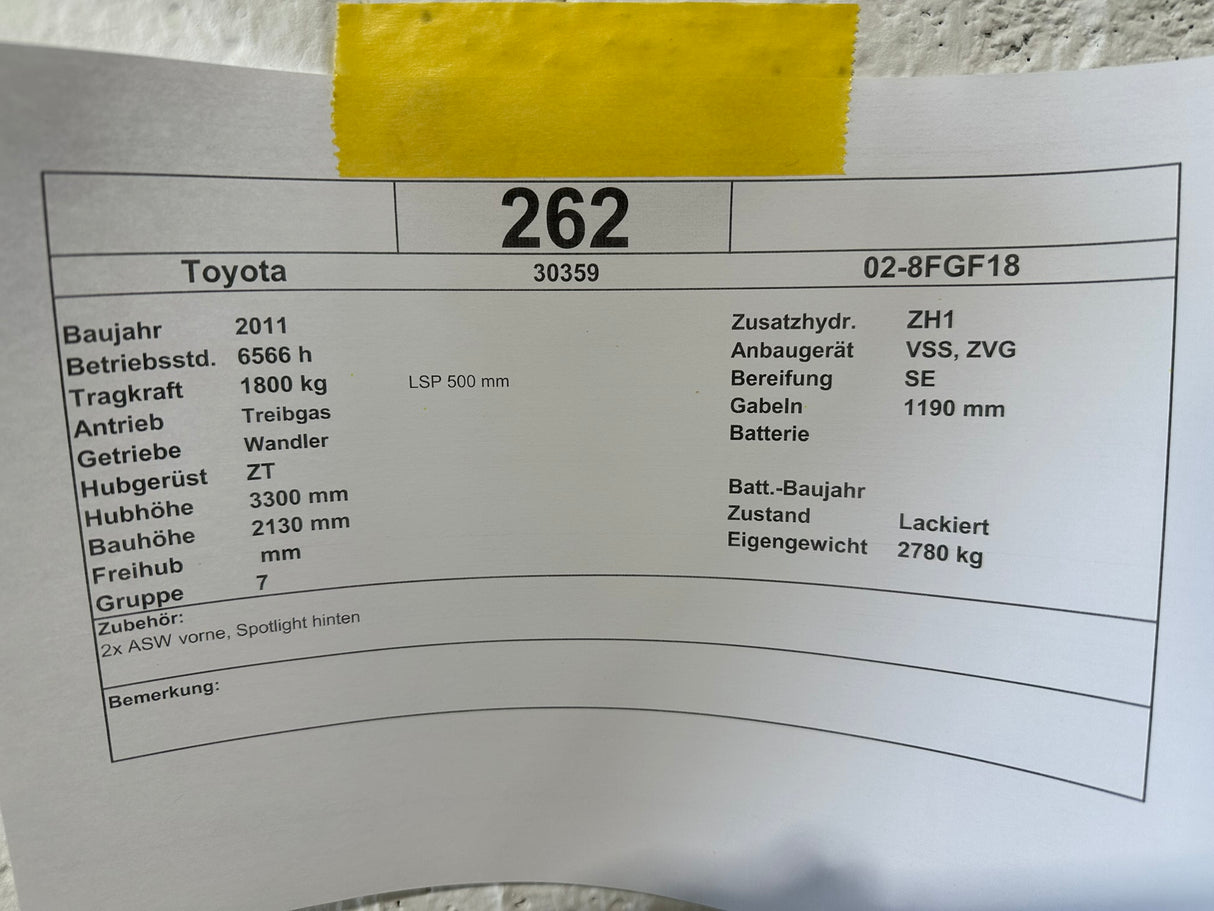 Toyota 02-8FGF18 VSS | ZVG