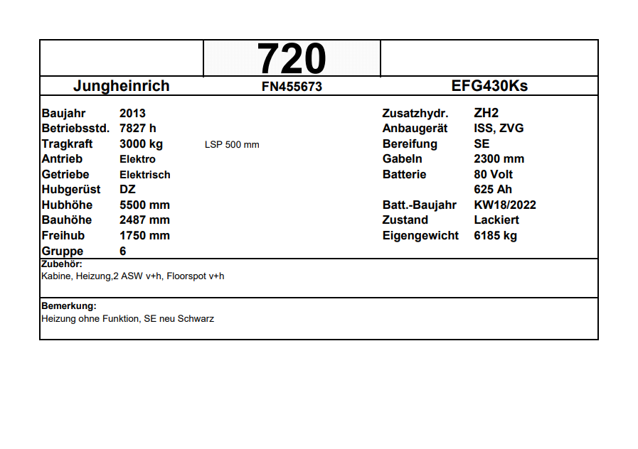 Jungheinrich EFG 430ks | ISS | ZVG
